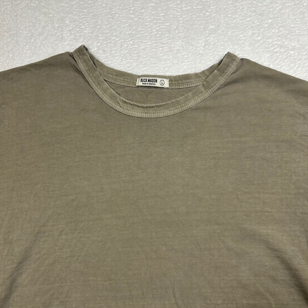 Buck Mason Slub Curved Hem Tee T-Shirt Men Large Olive Green Made in USA BM11030